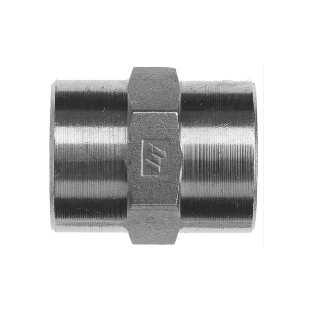 38F38F-S, HEX COUPLER, 3/8"F X 3/8"F - STEEL