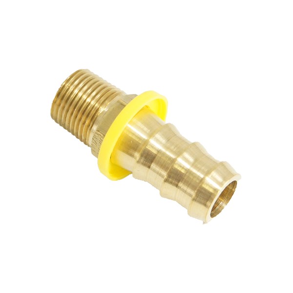 PM-12-8, PUSH ON HOSE BARB, 1/2"M X 3/4"HB