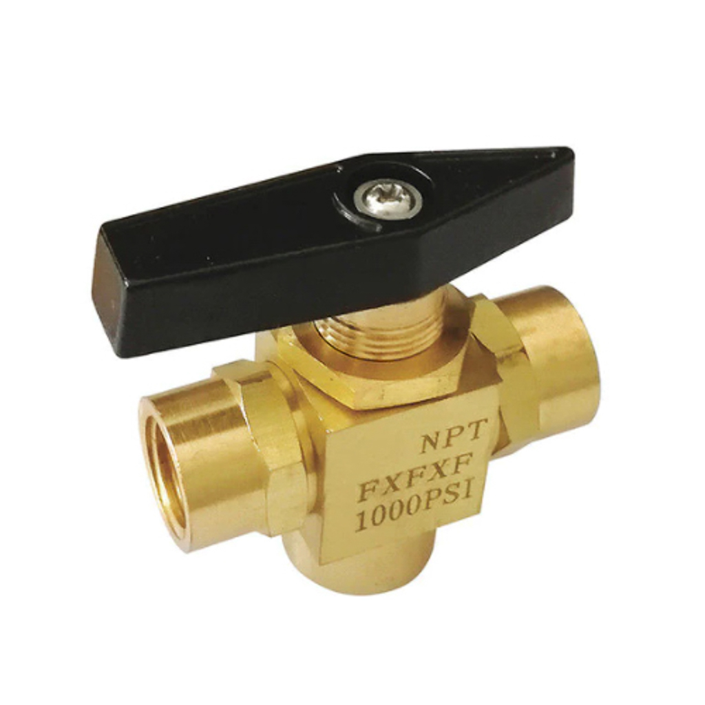 G-PMFT-25, BALL VALVE, 3-WAY, 1/4"FPT - BRASS
