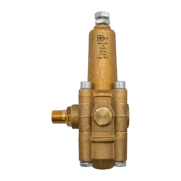 1002.2970, ZK71 FLOW SENSITIVE UNLOADER, 3.0-4.2 GPM, 3500 PSI, 3/8" F IN & BYPASS, 3/8" M OUT
