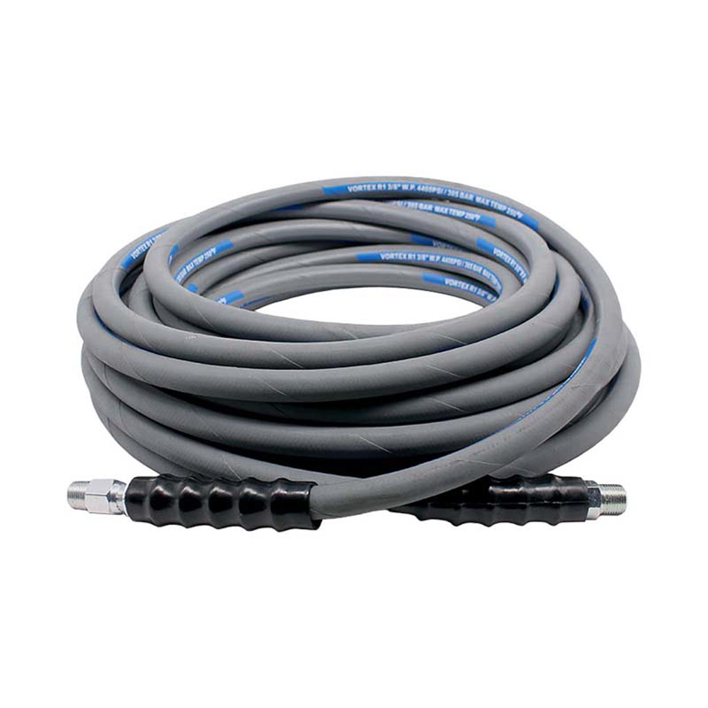 1002.1505, 50', 3/8" VORTEX BLACK HOSE, R1, 3/8"MPT