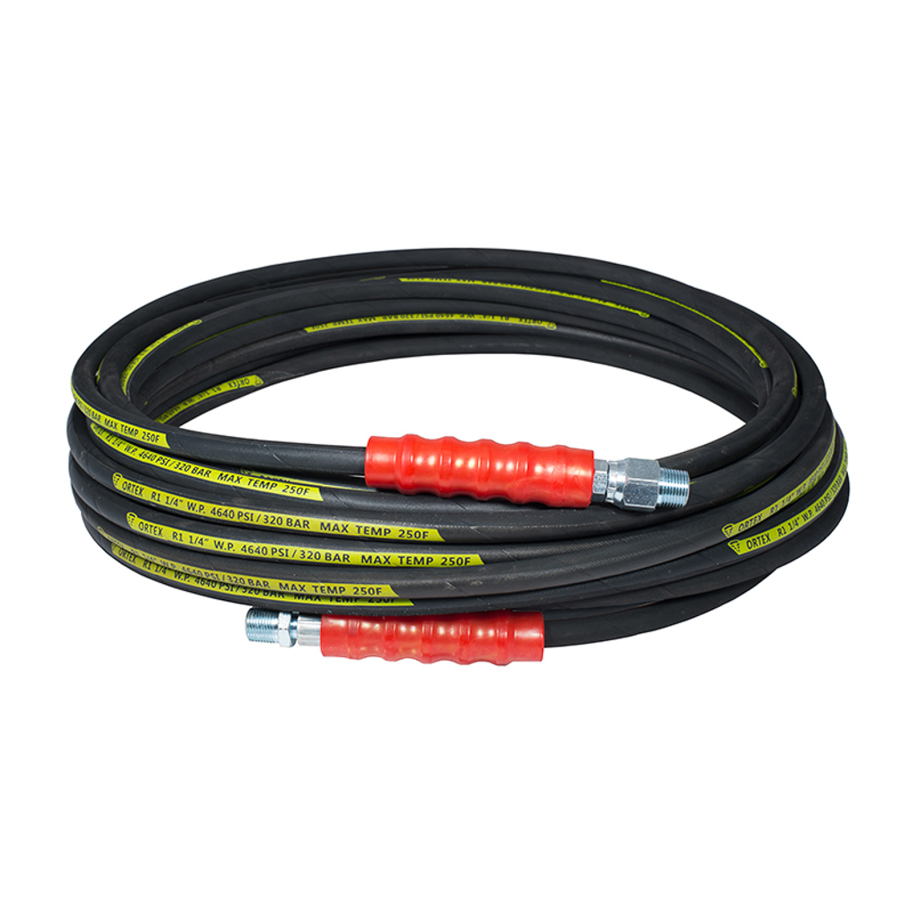 1002.1501, 50', 1/4" VORTEX BLACK HOSE, R1, 3/8"MPT
