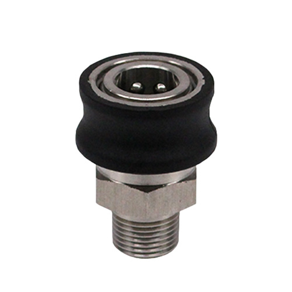 1002.7161, 3/8" MPT COUPLER, SS, W/ GRIP