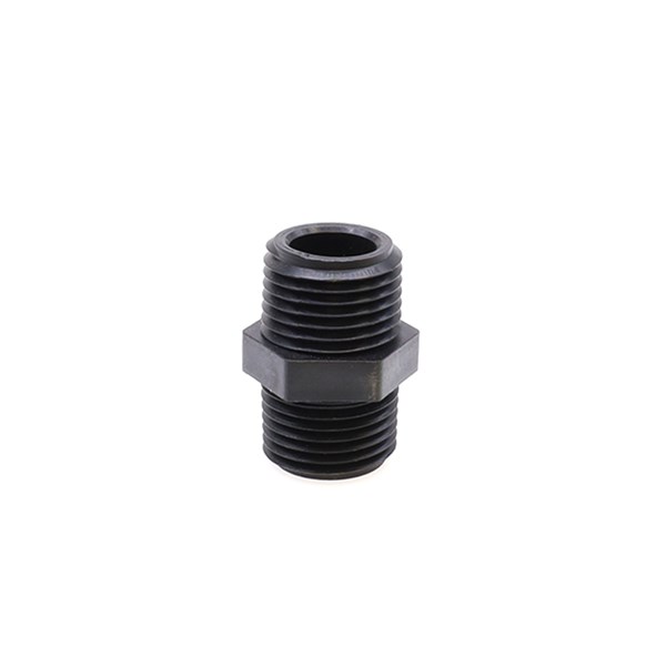1002.7308, HEX NIPPLE, 1/2"MPT X 1/2"MPT, POLYPROPOLENE